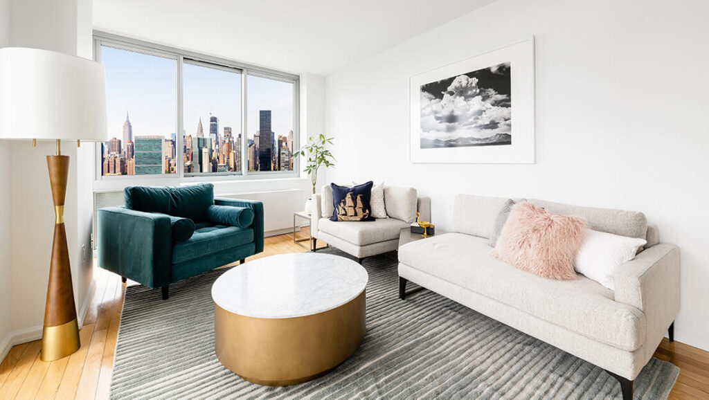 Studio with floor-to-ceiling windows in Long Island City