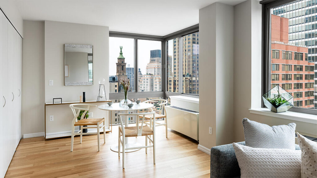 Studio with floor-to-ceiling windows in Financial District