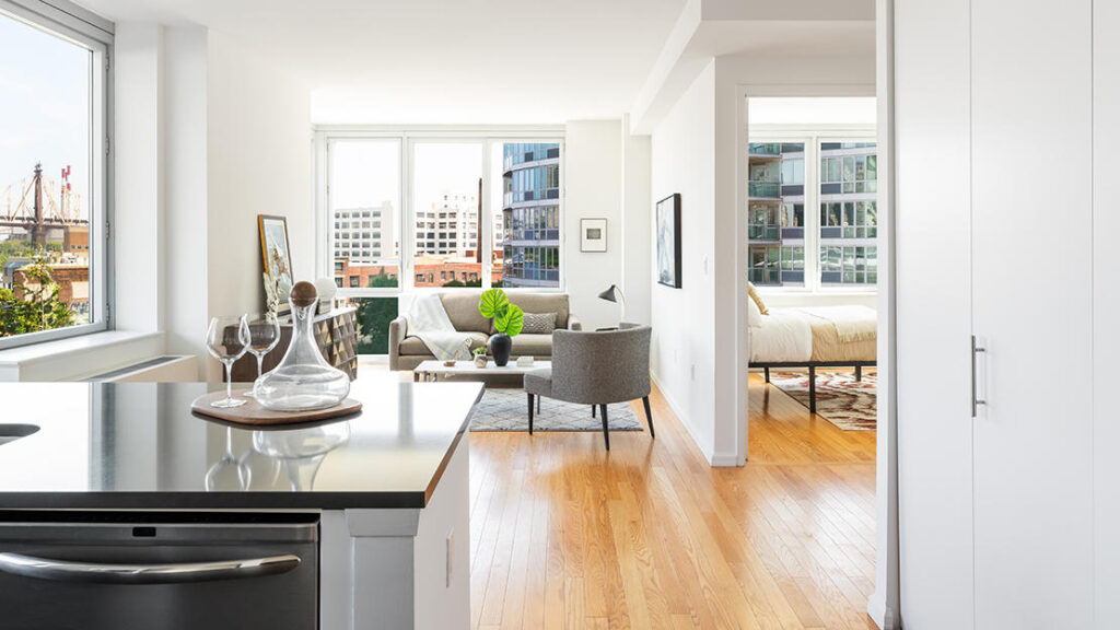 1-bedroom with floor-to-ceiling windows in Long Island City